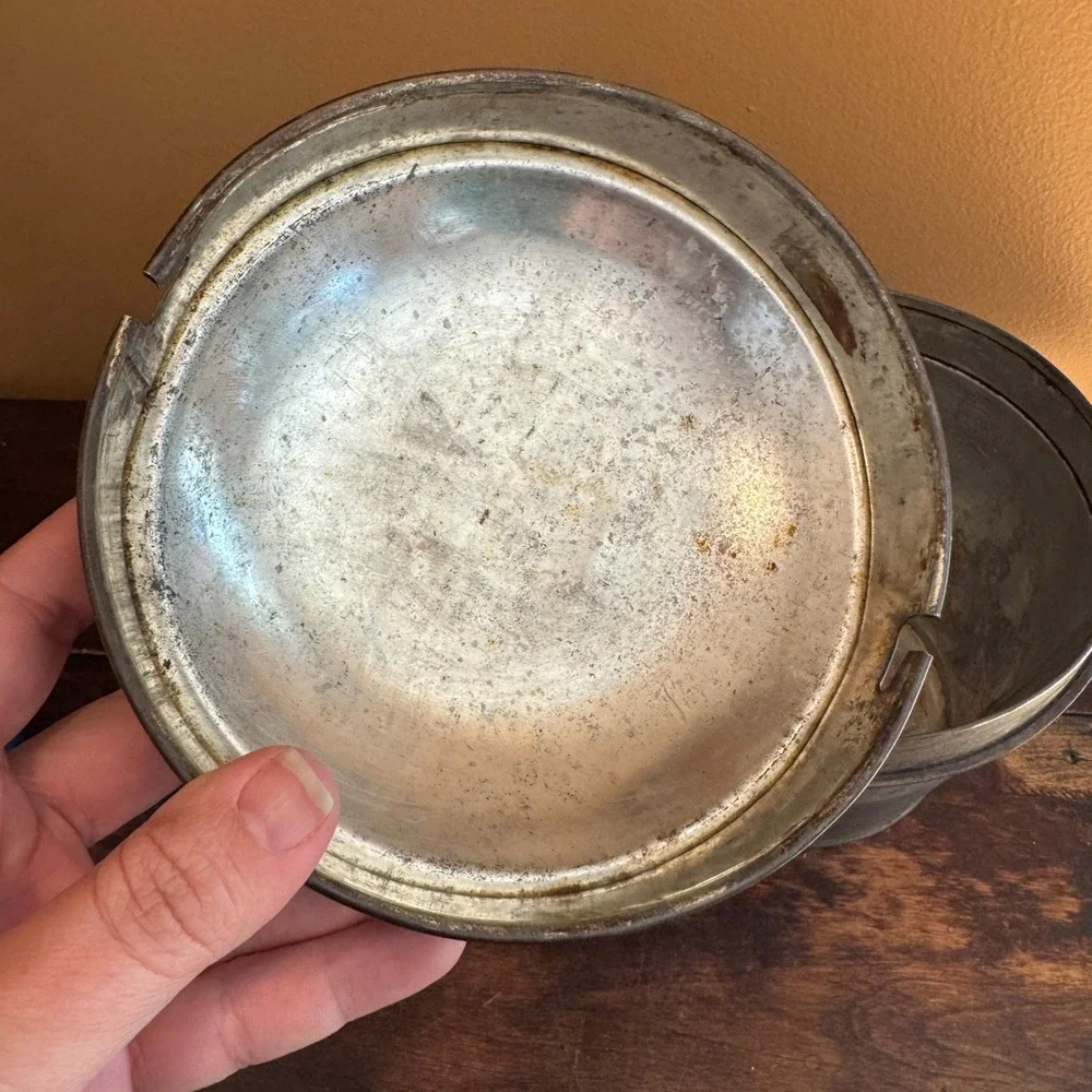 Vintage Fries Brand Bread Pudding Container with Lid Handle Metal‎ Kitchenware
